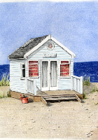 Coloured Pencil Drawing Beach Hut