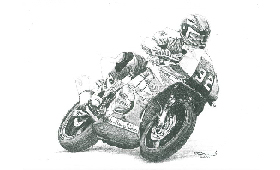 Graphite Pencil Drawing Motorbike