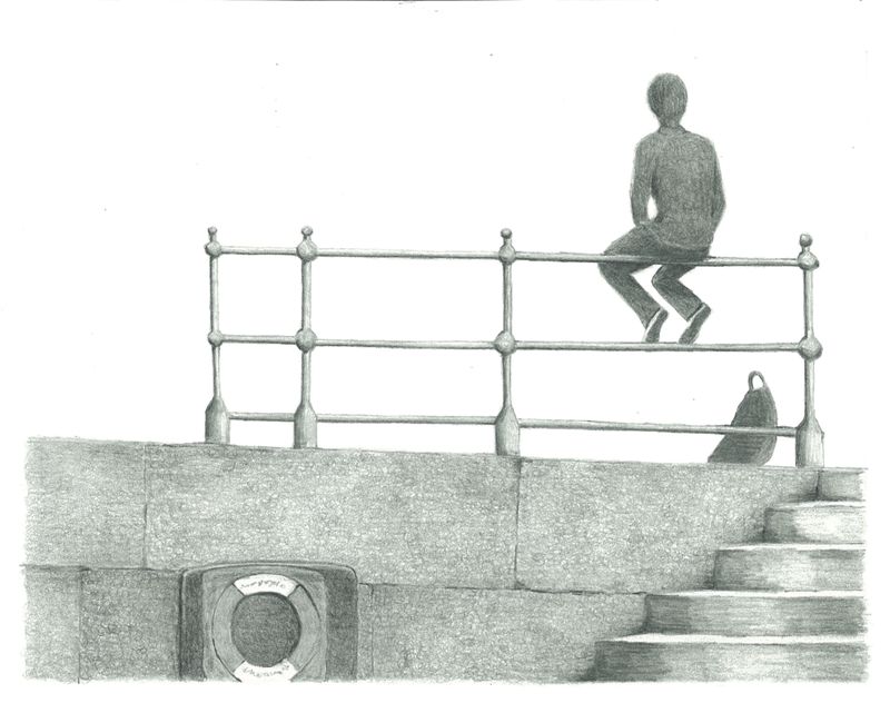 Graphite Pencil Drawing Railings